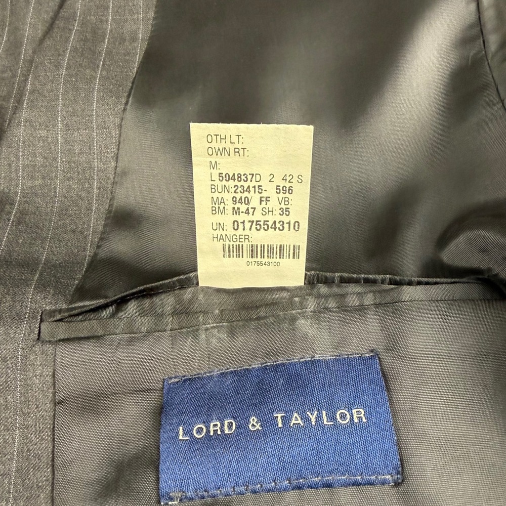 VTG Lauren Ralph Lauren Mens 42S Gray Pinstripe 100% Wool Suit Blazer Pants NOTE - Picture 16 of 16